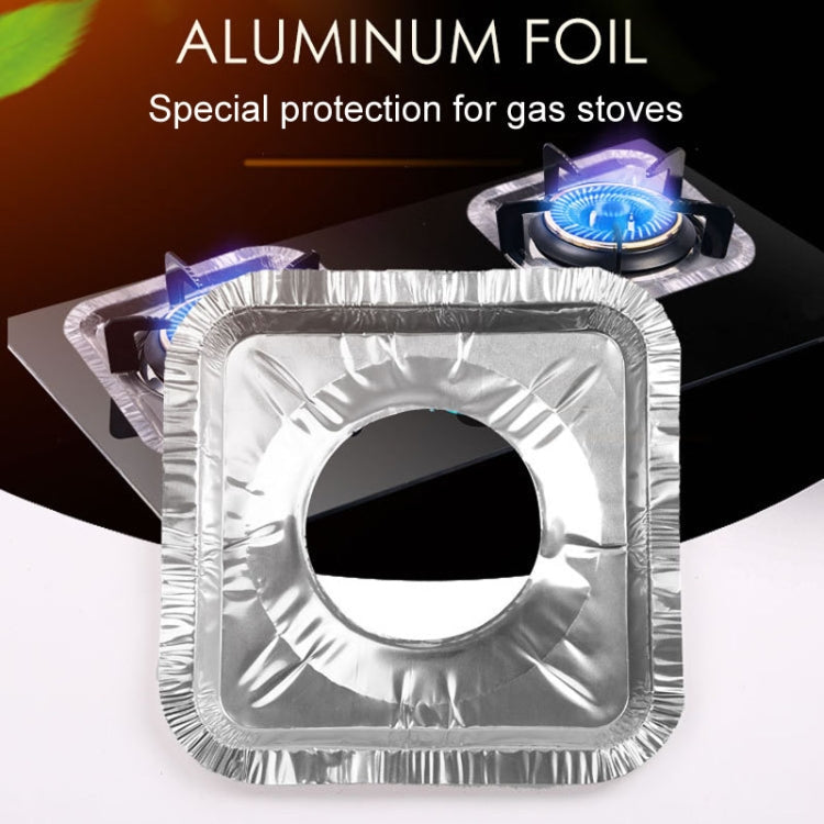 10pcs /Pack Gas Stove Oil-Proof Pad Cooktop Tinfoil Circle Kitchen Aluminum Foil Cleaning Mat, Model: Thickened Square