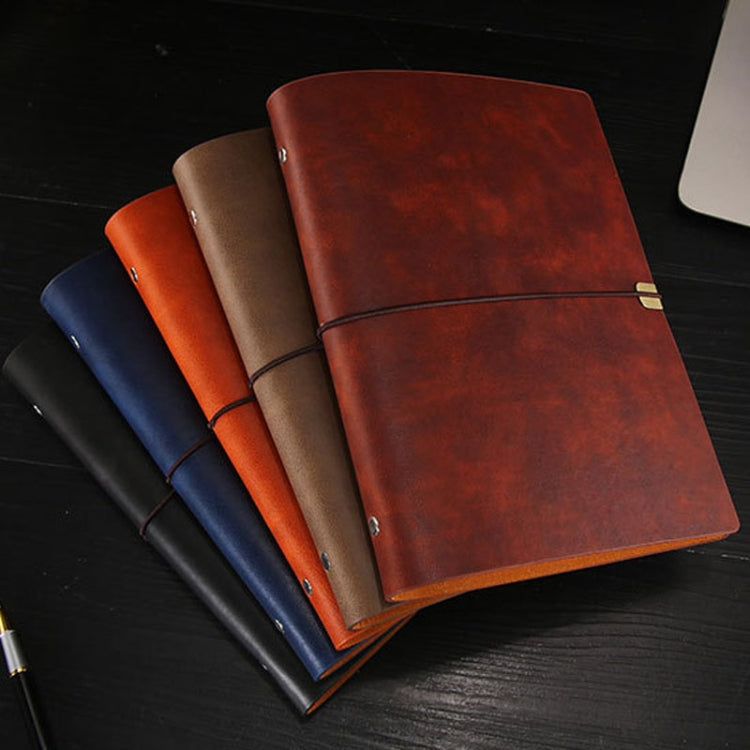 A6 Business Office Loose Leaf Notes Student Conference Diary Recording Notebooks(Red Brown)