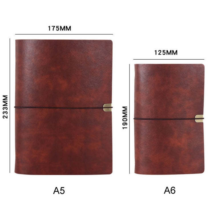 A6 Business Office Loose Leaf Notes Student Conference Diary Recording Notebooks(Red Brown)