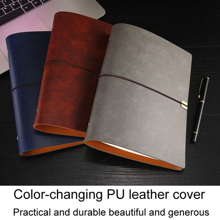 A6 Business Office Loose Leaf Notes Student Conference Diary Recording Notebooks(Red Brown)