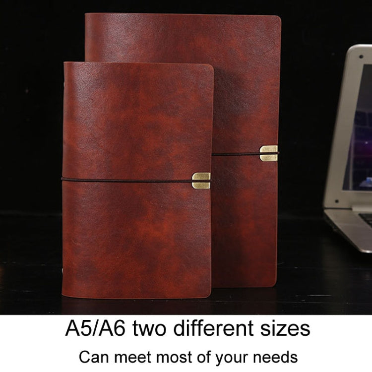 A6 Business Office Loose Leaf Notes Student Conference Diary Recording Notebooks(Red Brown)