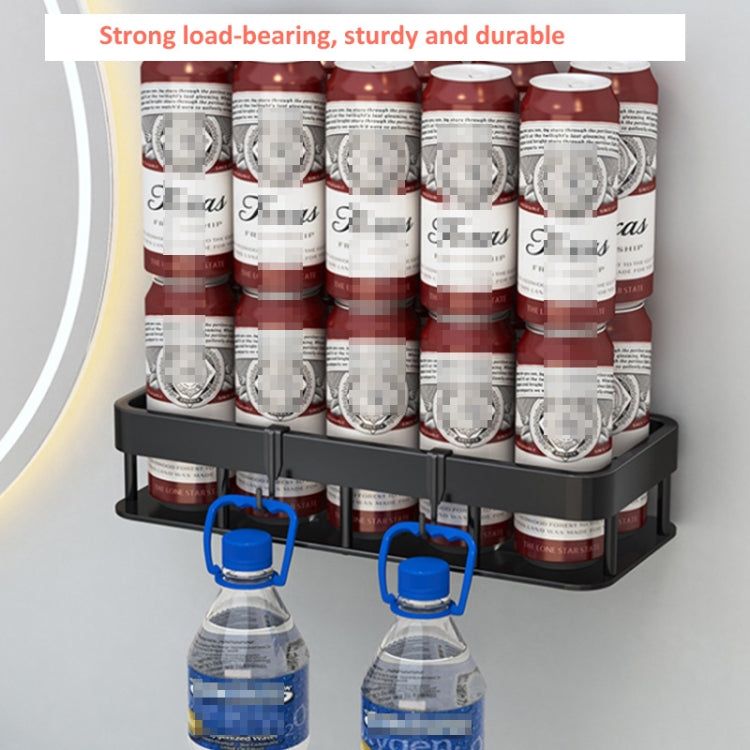Wall-mounted Kitchen and Bathroom Storage Rack with 4 Hooks, Spec: Shelf + Pole