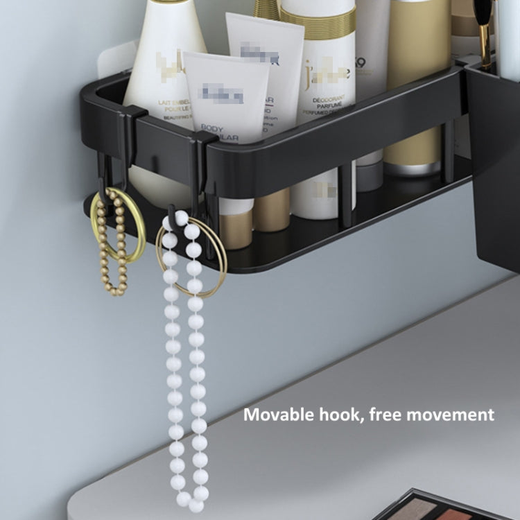 Wall-mounted Kitchen and Bathroom Storage Rack with 4 Hooks, Spec: Shelf + Cup