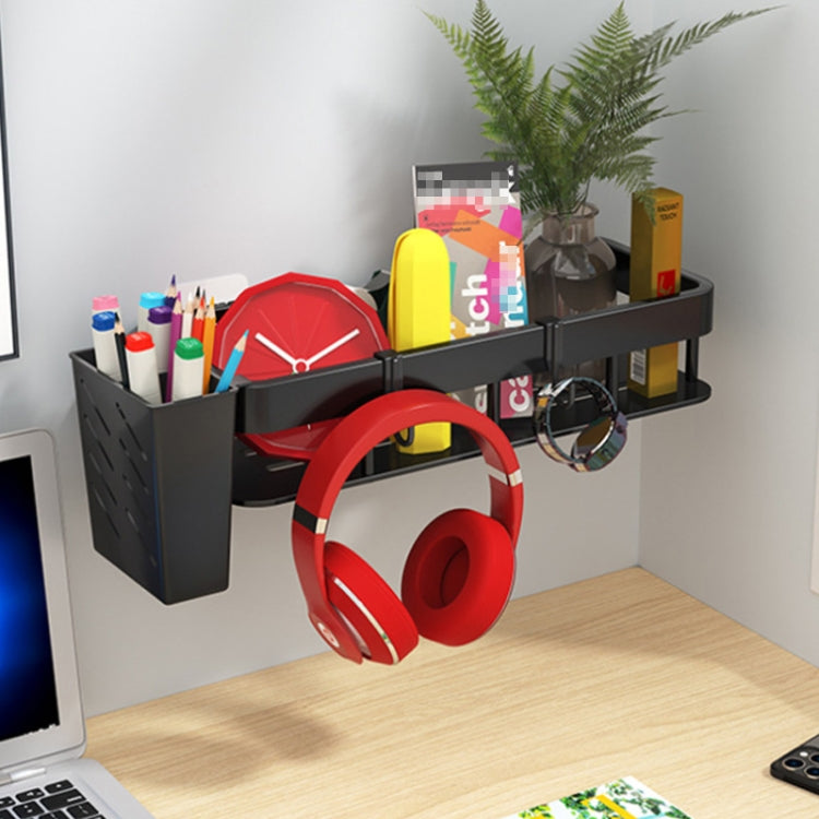 Wall-mounted Kitchen and Bathroom Storage Rack with 4 Hooks, Spec: Shelf + Cup
