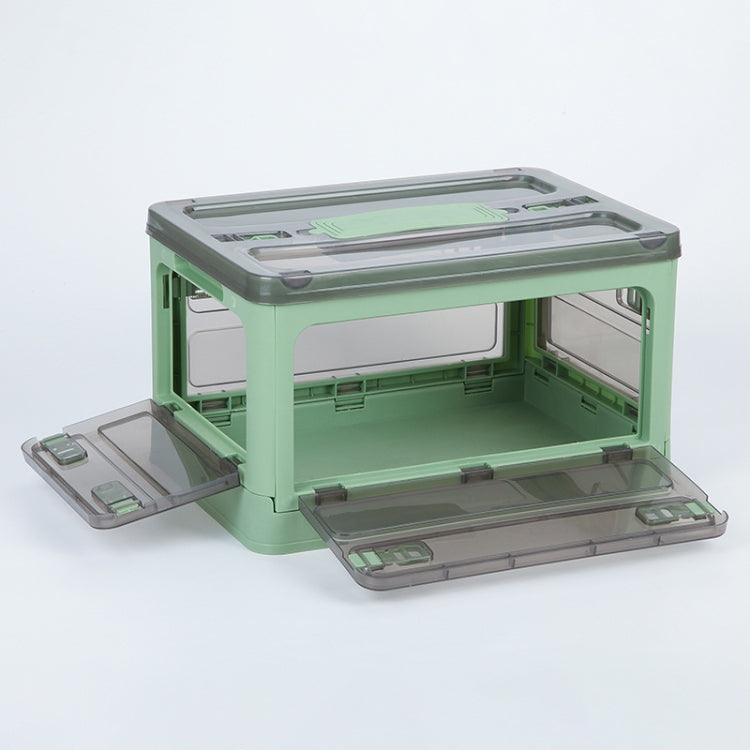 Folding Plastic Storage Box Stackable Storage Organizer with Wheels  37 x 26.5 x 22 cm, Color: Green