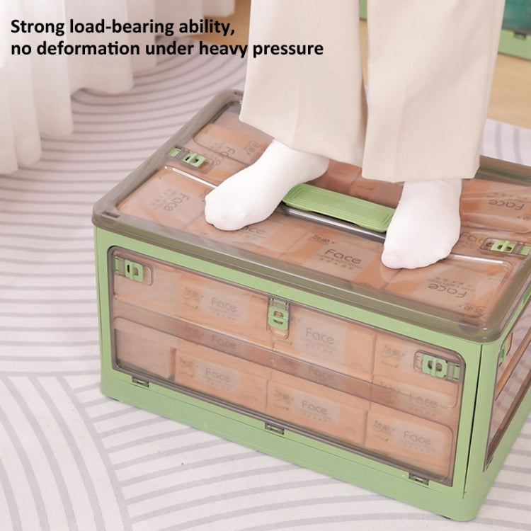 Folding Plastic Storage Box Stackable Storage Organizer with Wheels  37 x 26.5 x 22 cm, Color: Green