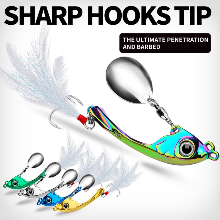 PROBEROS DW570 Fishing Lures Spinning Sequins Long Casting Tremor Swimming VIB Micro Tremor Zinc Alloy Bait(Golden) Weight: 13g