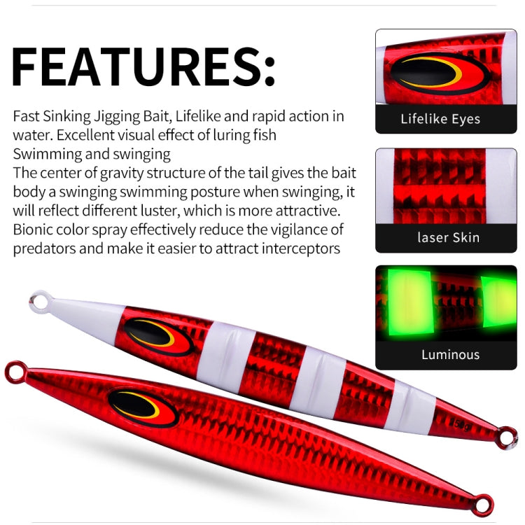 PROBEROS F125 Jogging Steelhead Deep Sea Boat Fishing Lure Rapid Sinking Sea Fishing Fake Bait, Size: 150g(Luminous Color C)