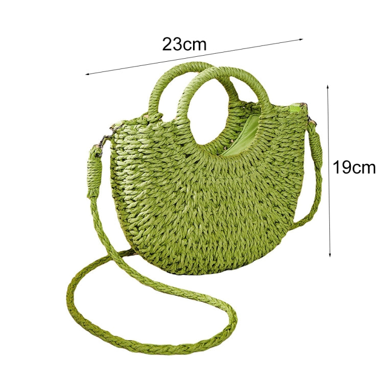 Half-moon Shape Straw Tote Bag Cross-body Woven Beach Single-shoulder Bag, Color: Pink