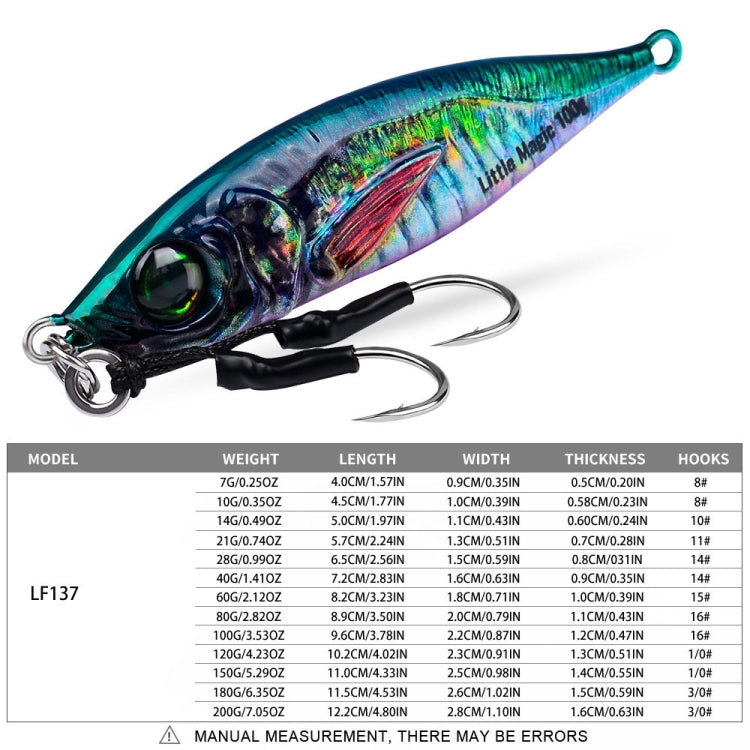 PROBEROS LF137 3D Spray Painted Bionic Lure Warp Bass Leader Fish Long Casting Freshwater Sea Luminous Fishing Bait, Size: 120g(Color C)