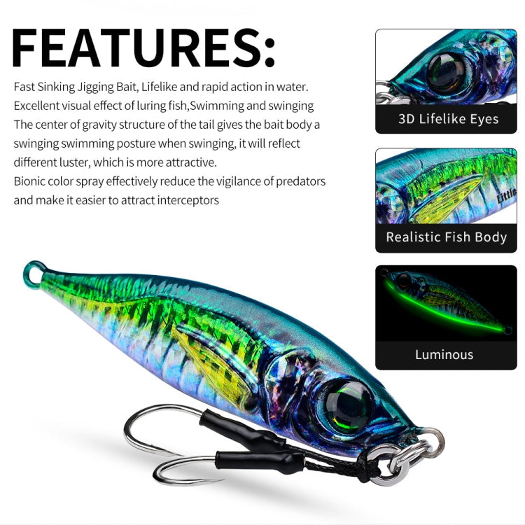 PROBEROS LF137 3D Spray Painted Bionic Lure Warp Bass Leader Fish Long Casting Freshwater Sea Luminous Fishing Bait, Size: 40g(Color A)