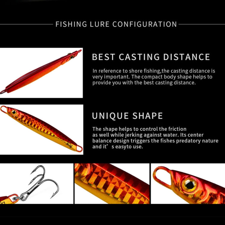 PROBEROS LF128 Long Casting Lure Iron Plate Lead Fish Freshwater Sea Fishing Warp Bass Metal Sequins Baits, Size: 15g(Color C)