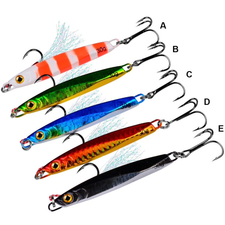 PROBEROS LF128 Long Casting Lure Iron Plate Lead Fish Freshwater Sea Fishing Warp Bass Metal Sequins Baits, Size: 30g(Color B)