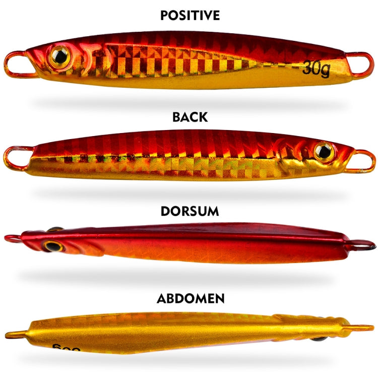 PROBEROS LF128 Long Casting Lure Iron Plate Lead Fish Freshwater Sea Fishing Warp Bass Metal Sequins Baits, Size: 30g(Color C)