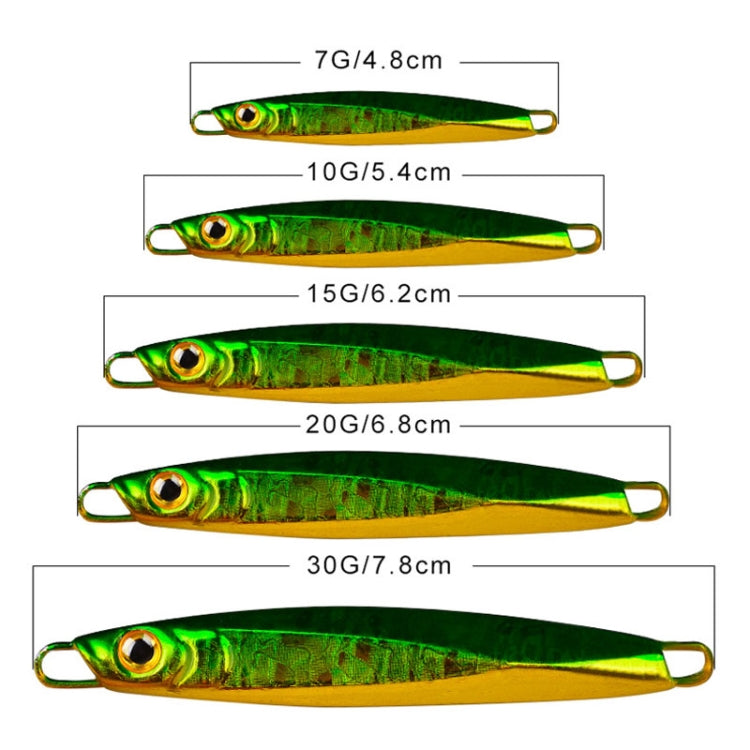 PROBEROS LF128 Long Casting Lure Iron Plate Lead Fish Freshwater Sea Fishing Warp Bass Metal Sequins Baits, Size: 10g(Color E)