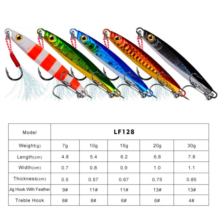 PROBEROS LF128 Long Casting Lure Iron Plate Lead Fish Freshwater Sea Fishing Warp Bass Metal Sequins Baits, Size: 20g(Color B)