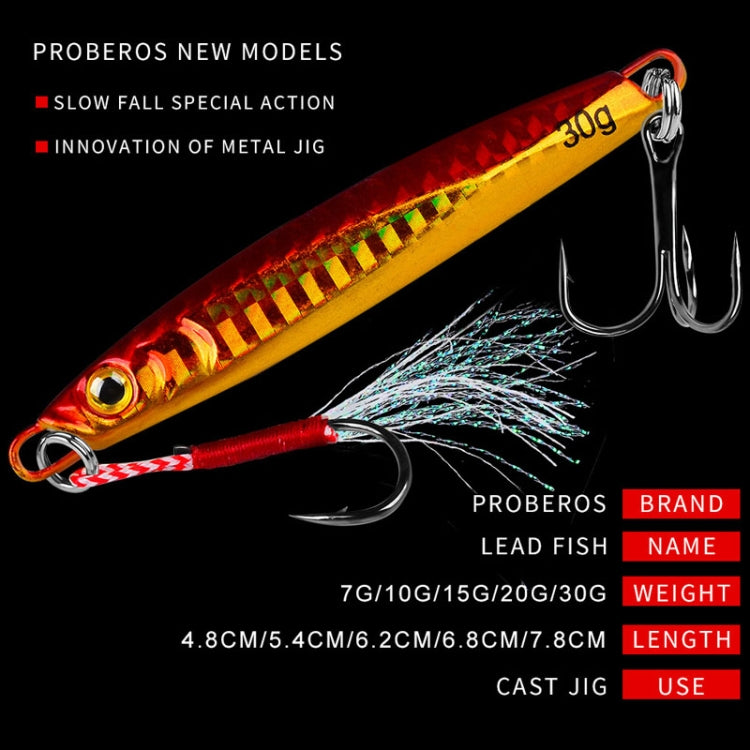 PROBEROS LF128 Long Casting Lure Iron Plate Lead Fish Freshwater Sea Fishing Warp Bass Metal Sequins Baits, Size: 10g(Color B)