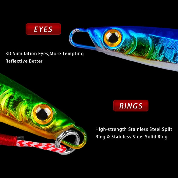 PROBEROS LF128 Long Casting Lure Iron Plate Lead Fish Freshwater Sea Fishing Warp Bass Metal Sequins Baits, Size: 7g(Color C)