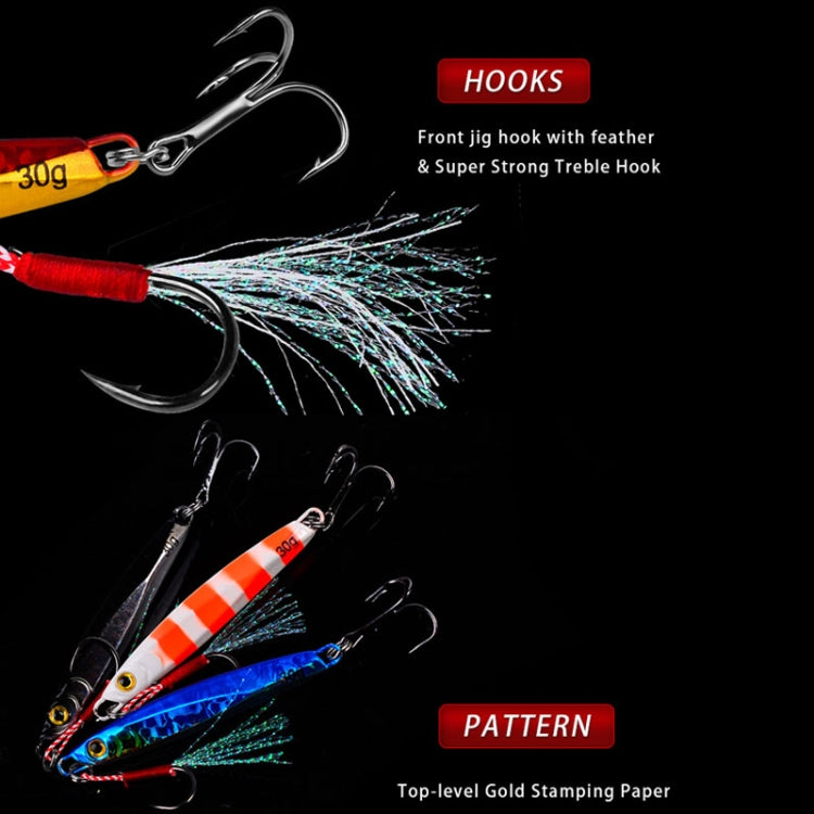 PROBEROS LF128 Long Casting Lure Iron Plate Lead Fish Freshwater Sea Fishing Warp Bass Metal Sequins Baits, Size: 30g(Color C)