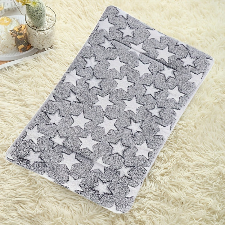 49x32cm Thickened Pet Cushion Cat Dog Blanket Pet Bed(Gray White Stars)