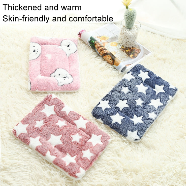61x41cm Thickened Pet Cushion Cat Dog Blanket Pet Bed(Gray White Stars)