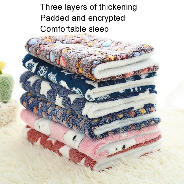 49x32cm Thickened Pet Cushion Cat Dog Blanket Pet Bed(Gray White Stars)