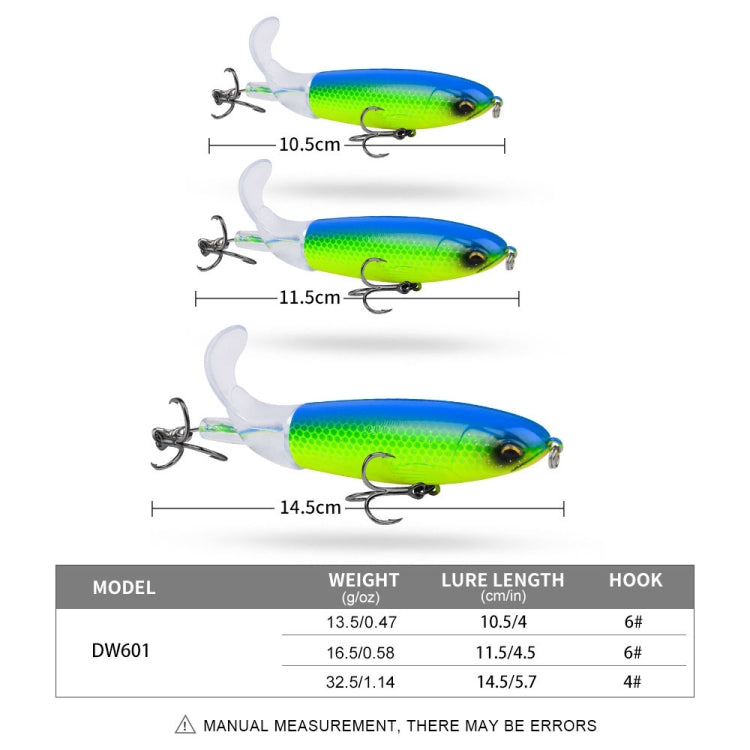 PROBEROS DW601 360 Degree Rotating Propeller Lures Topwater Tethered Tractor Floating Fake Fish Bait, Size: 11.5cm/16.5g(Color C)