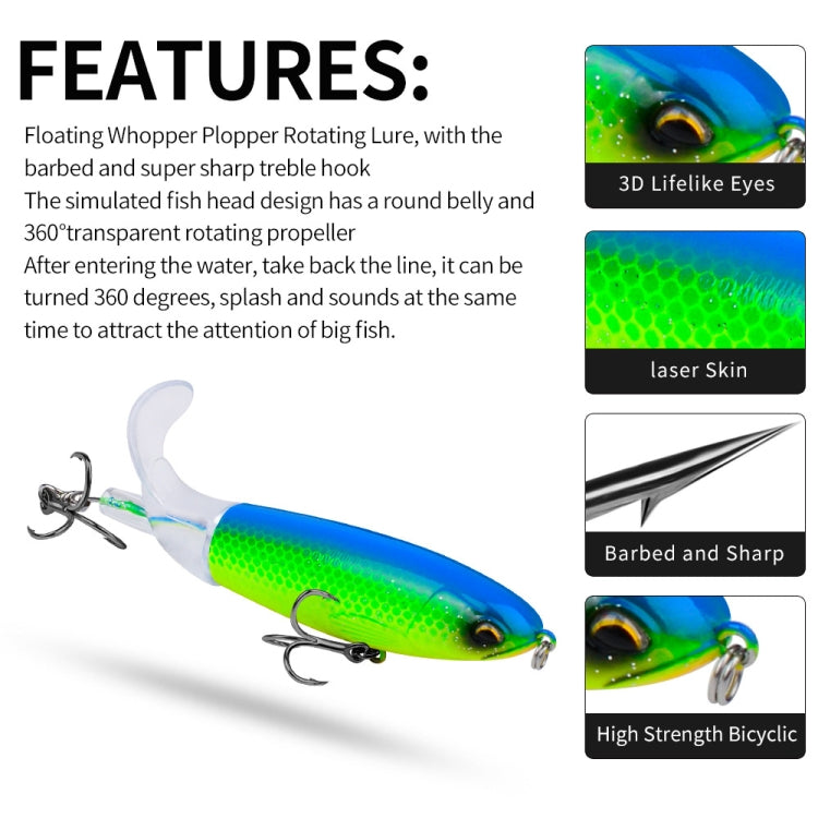 PROBEROS DW601 360 Degree Rotating Propeller Lures Topwater Tethered Tractor Floating Fake Fish Bait, Size: 14.5cm/32.5g(Color B)