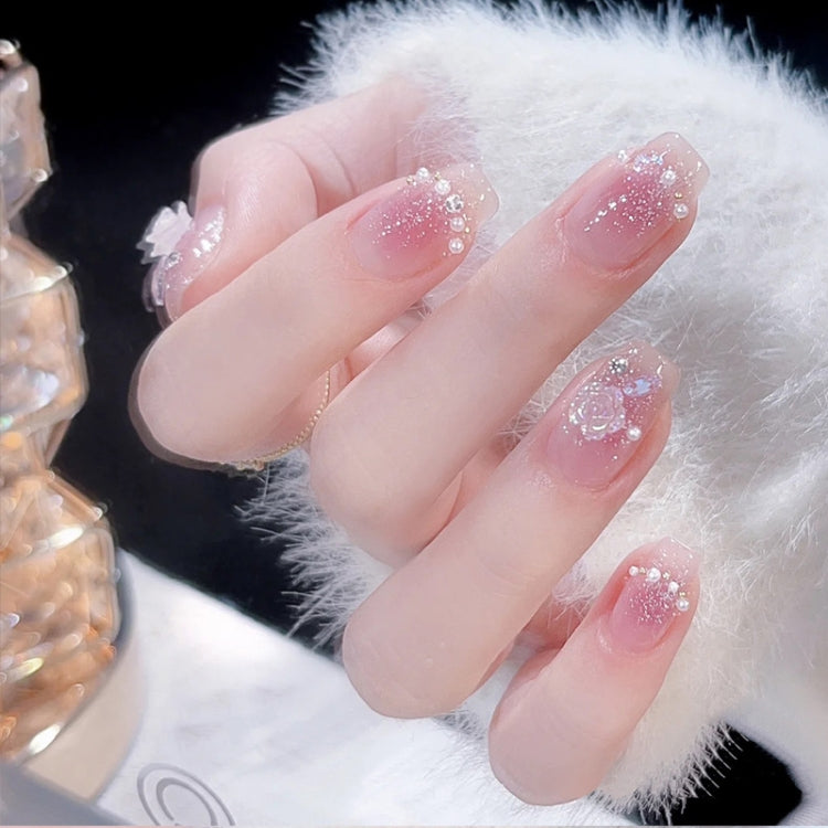 24pcs/box Handmade Nail Glitter Nail Jelly Glue Finished Patch, Color: BY1055(Wear Tool Bag)