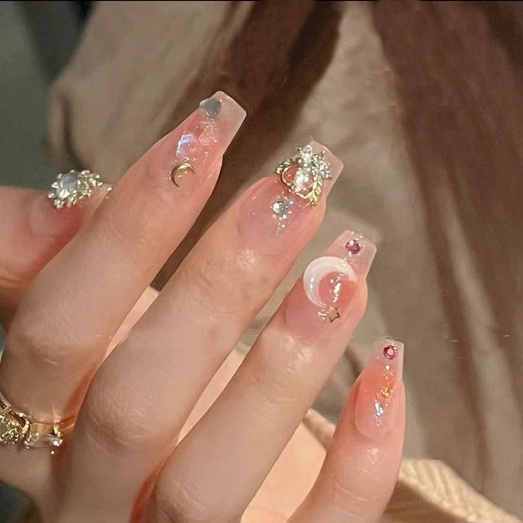 24pcs/box Handmade Nail Glitter Nail Jelly Glue Finished Patch, Color: BY1023(Wear Tool Bag)