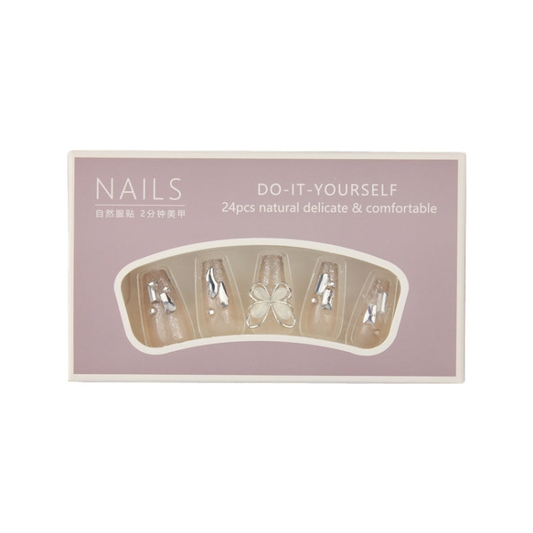 24pcs/box Handmade Nail Glitter Nail Jelly Glue Finished Patch, Color: BY1050(Wear Tool Bag)