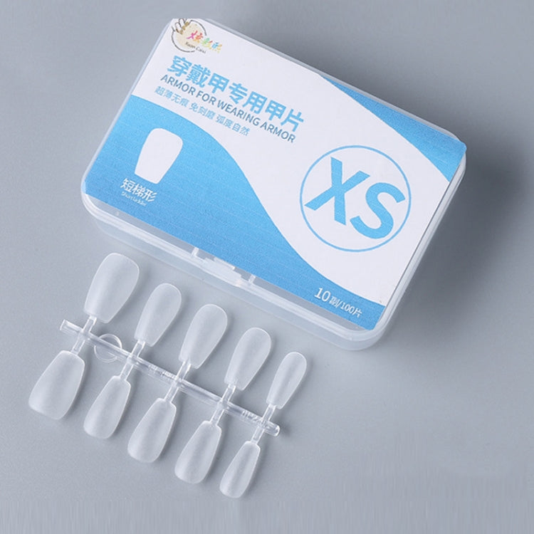 10pairs Of 100pcs/Box Frosted False Nails Artificial Tip, Shape: Short Trapezoid XS