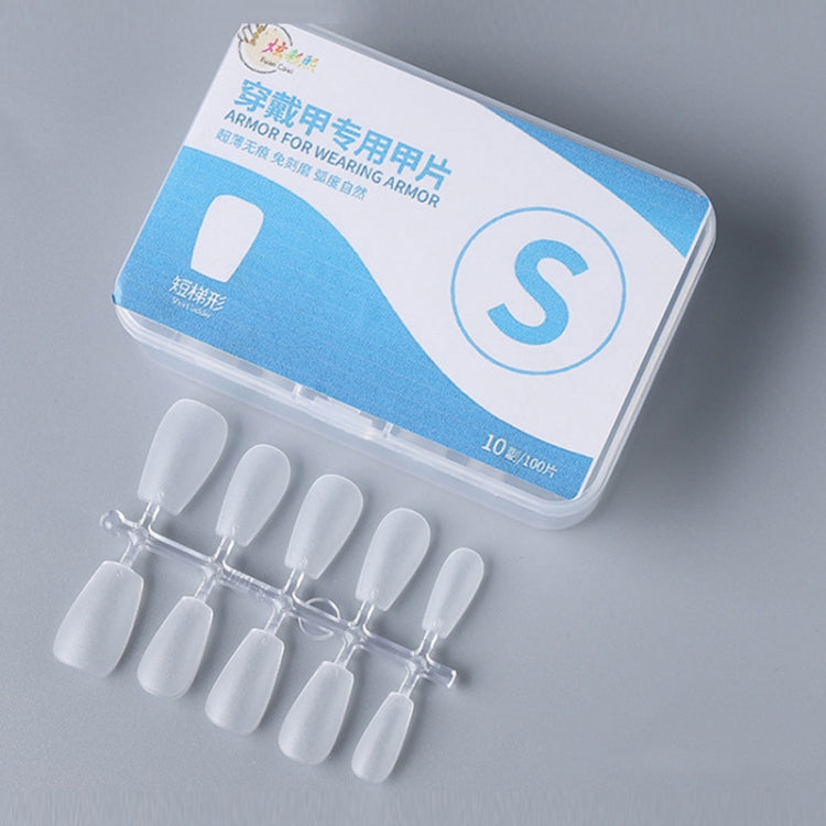 10pairs Of 100pcs/Box Frosted False Nails Artificial Tip, Shape: Short Trapezoid S
