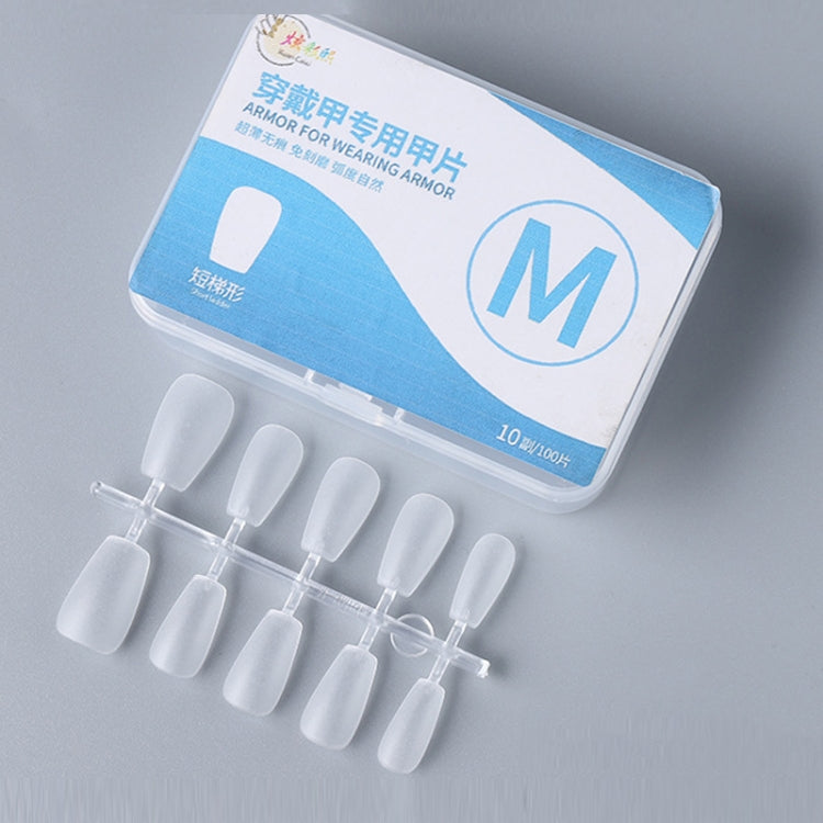 10pairs Of 100pcs/Box Frosted False Nails Artificial Tip, Shape: Short Trapezoid M