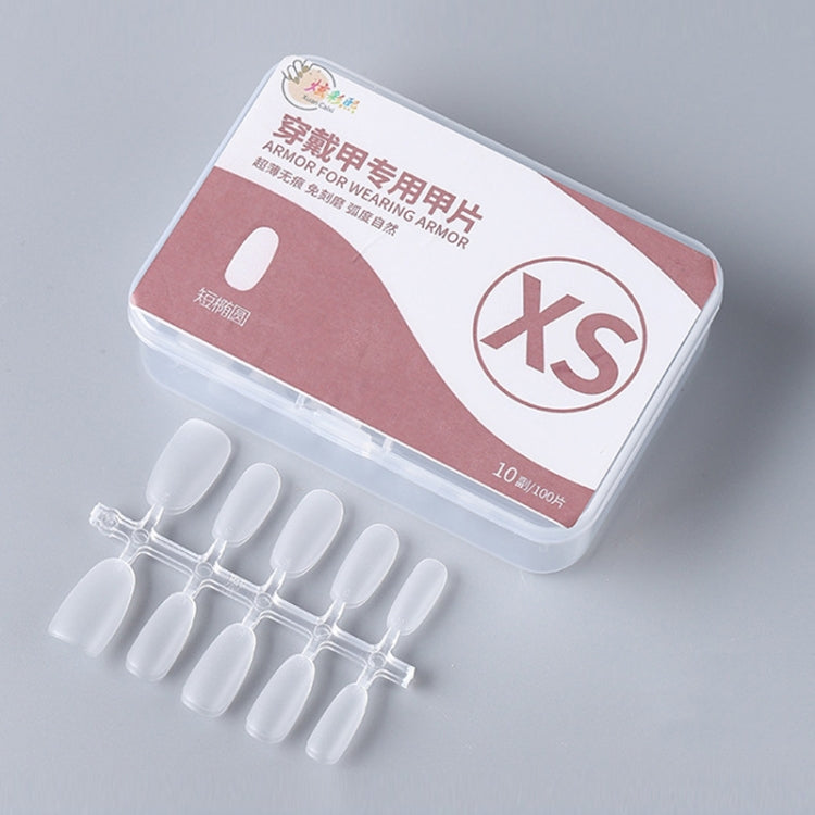 10pairs Of 100pcs/Box Frosted False Nails Artificial Tip, Shape: Short Ellipse XS