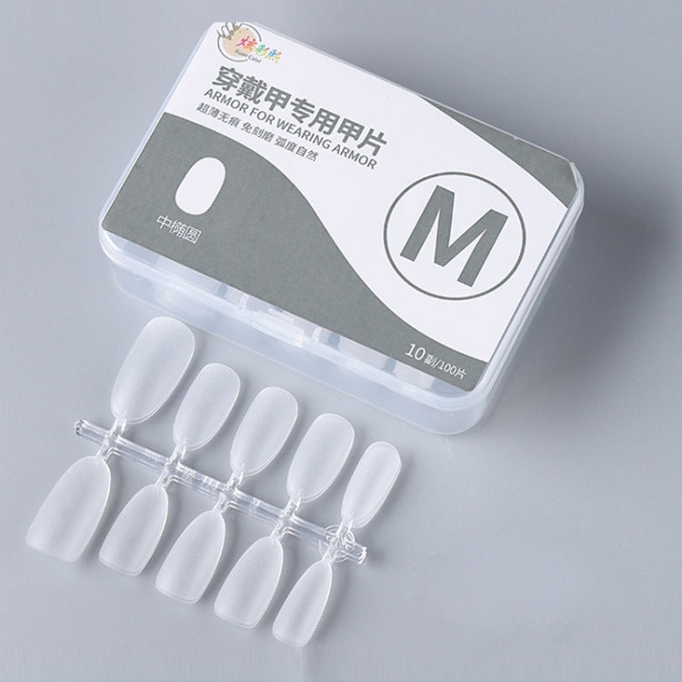 10pairs Of 100pcs/Box Frosted False Nails Artificial Tip, Shape: Medium Oval M