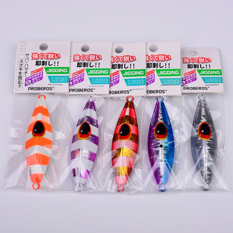 PROBEROS LF124 Deep Sea Iron Plate Lead Fish Fishing Lure Slow Sinking Rocking Luminous Boat Fishing Bait, Size: 40g(Color C)
