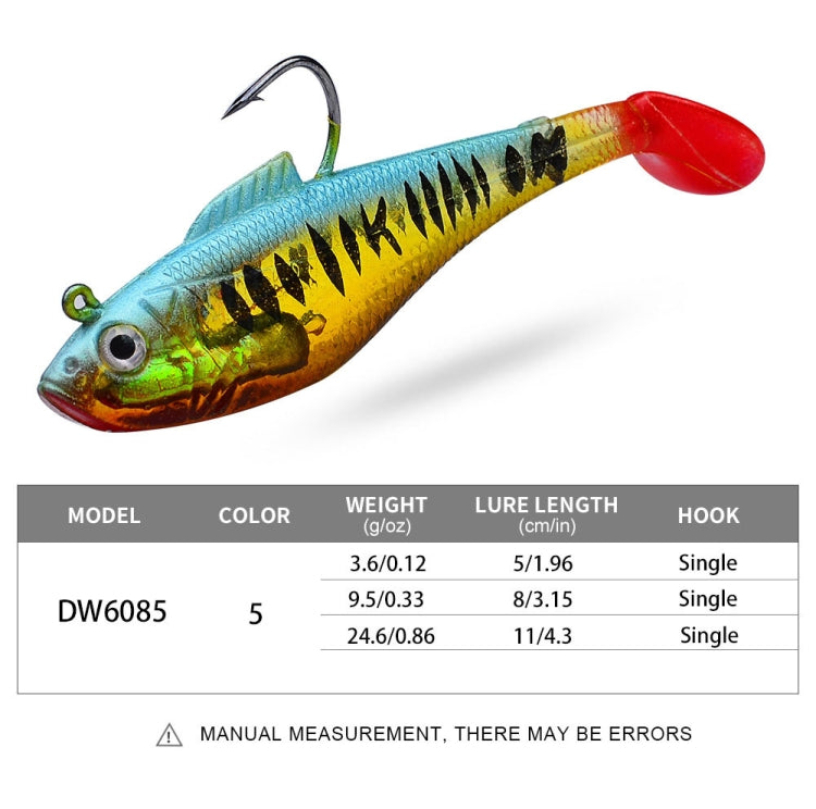 PROBEROS DW6085 Sea Bass Leadfish Soft Lure T-Tail Software Baits Sea Fishing Boat Fishing Bionic Lures, Size: 11cm/24.6g(Color B)