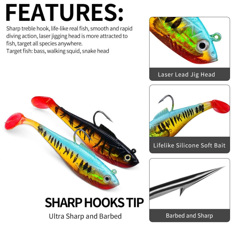 PROBEROS DW6085 Sea Bass Leadfish Soft Lure T-Tail Software Baits Sea Fishing Boat Fishing Bionic Lures, Size: 5cm/3.6g(Color D)
