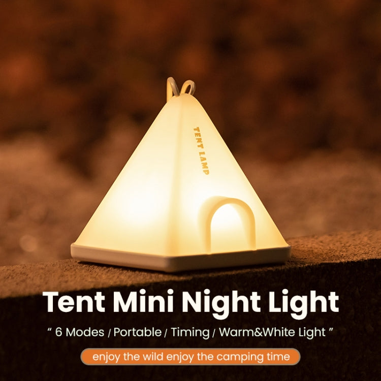 ZAY-L05 Tent-Shape USB Charging Timer Night Light Wild Camping Atmosphere Light(Khaki)
