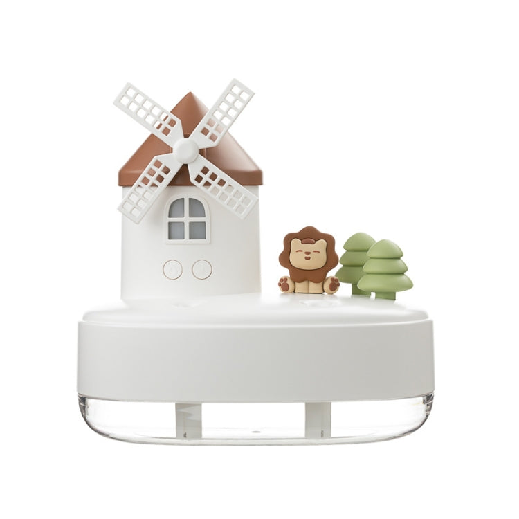 ZAY-H007 LED Light Double Spray Wireless Mini Desktop Windmill Music Humidifier(White)