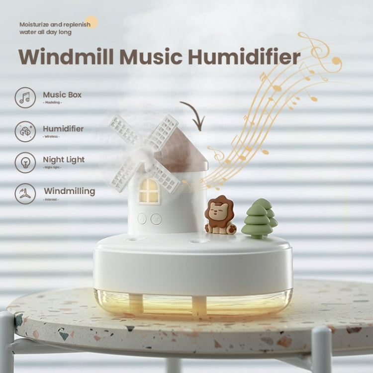 ZAY-H007 LED Light Double Spray Wireless Mini Desktop Windmill Music Humidifier(Pink)