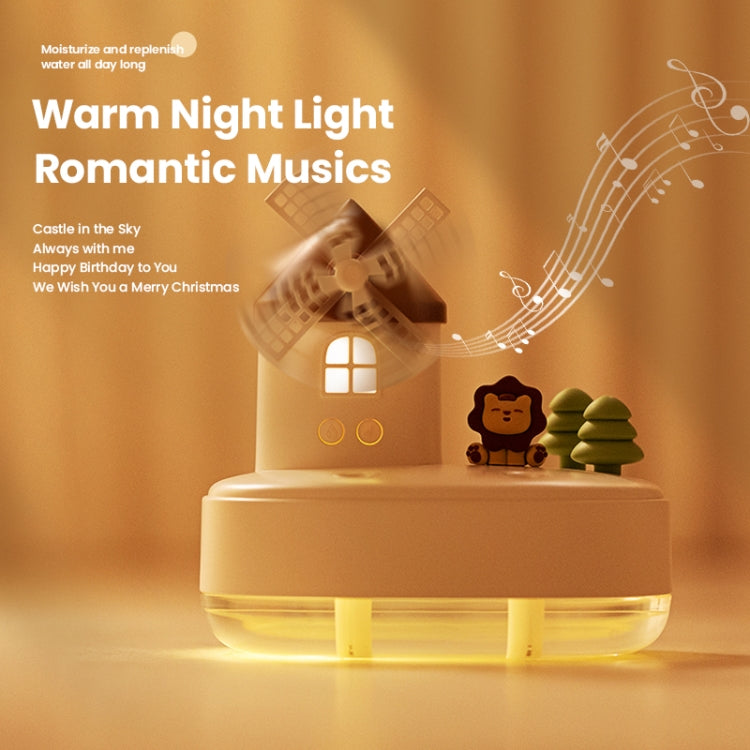 ZAY-H007 LED Light Double Spray Wireless Mini Desktop Windmill Music Humidifier(Pink)