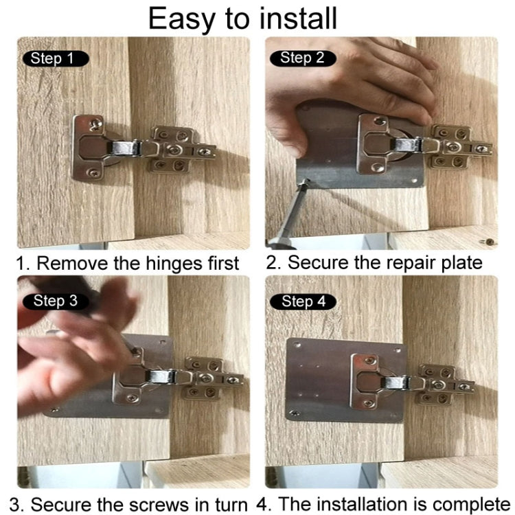 5pcs Cabinet Door Repair Hinge Mounting Plate Hinge Fixing Panel Installing Piece Tool, Size: 80 x 80mm