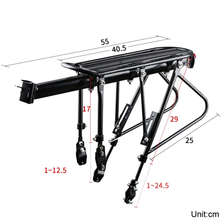 Bicycle Rear Rack Mountain Bike Aluminum Tail Rack With Carrier, Size: Full Quick Release(Black)