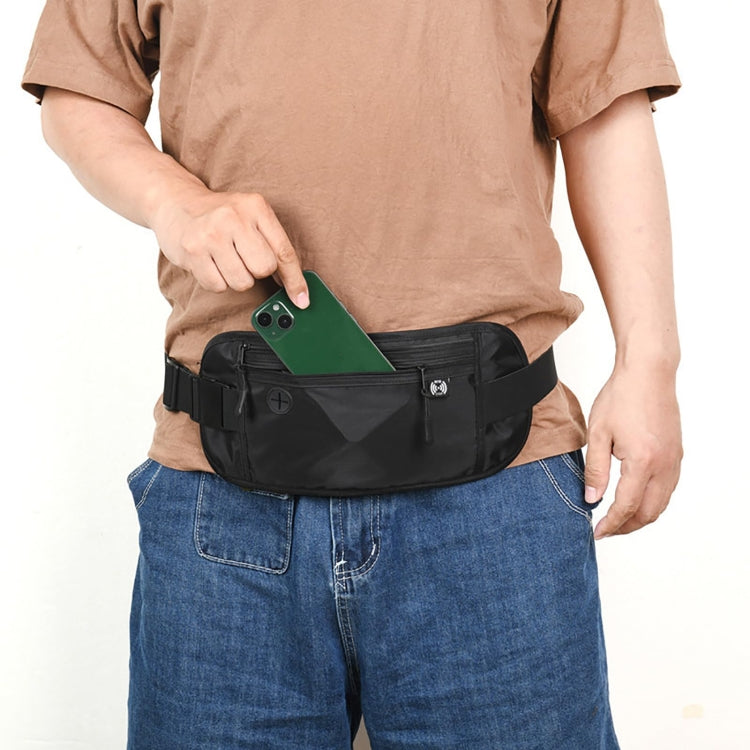 Passport Fit Invisible Waterproof Cell Phone Waist Pack Anti-theft Brush Travel Document Organizer Bag(Black)
