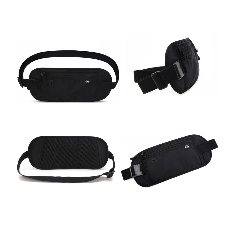 Passport Fit Invisible Waterproof Cell Phone Waist Pack Anti-theft Brush Travel Document Organizer Bag(Black)