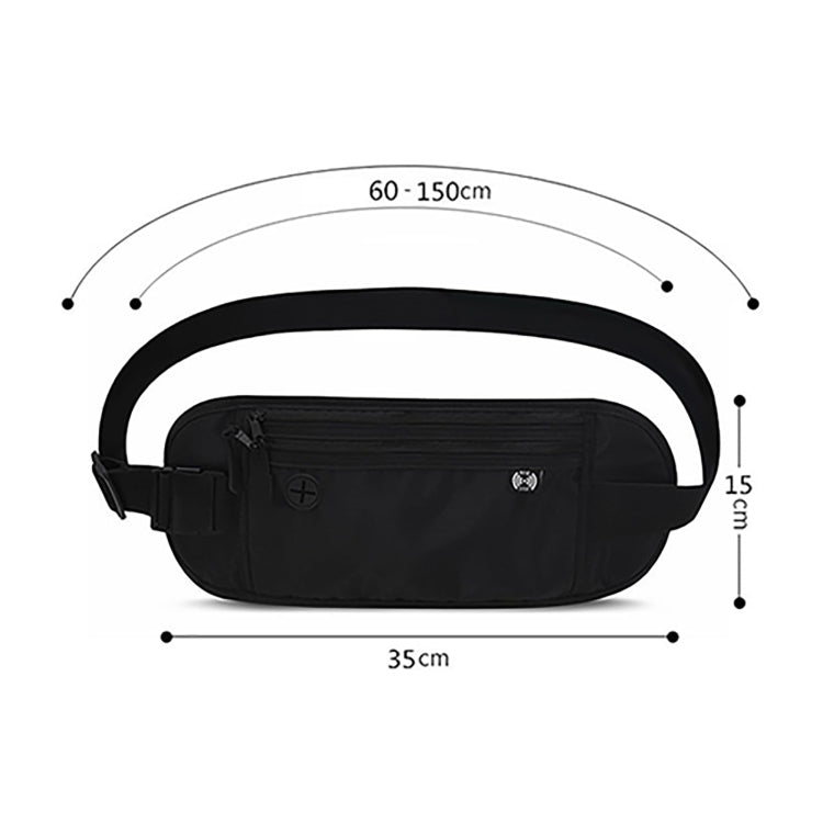 Passport Fit Invisible Waterproof Cell Phone Waist Pack Anti-theft Brush Travel Document Organizer Bag(Black)