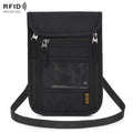 Passport ID Bag Anti-Theft Brush Card Bag Multi-Functional Neck Cell Phone Bag(Black)