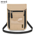 Passport ID Bag Anti-Theft Brush Card Bag Multi-Functional Neck Cell Phone Bag(Khaki)